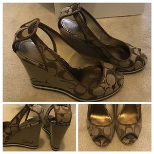 Coach logo canvas wedges